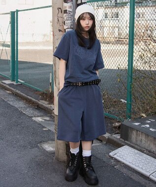 WEGO 【ユニセックス着用ITEM】ピグメントグラフィックショーツ ネイビー