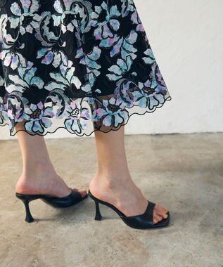 GRACE CONTINENTAL フラワー刺繍プリントスカート ブラック