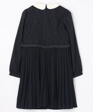 組曲 KIDS 【150-170cm】シフォンプリーツコンビ ワンピース ネイビー系