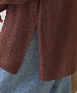 AMERICAN HOLIC 楊柳バンドカラーシャツ Brown