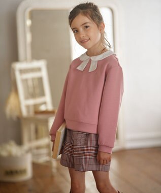 組曲 KIDS 【150-160cm】Chocolat de check キュロット ワイン×オレンジ系4