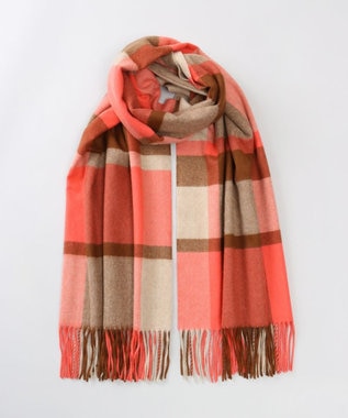 ランバンオンブルー カシミヤ マフラー チェック アイボリー ピンク 箱付き LANVIN en Bleu ランバン オン ブルー ウール チェック柄