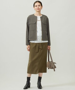 自由区 【カタログ掲載】ジャカードコンビジャージー カットソー オフホワイト