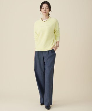 自由区 L 【セットアップ対応】ソフトリネンダンガリーワイド パンツ ネイビー