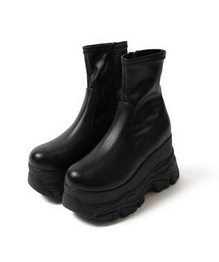 WEGO 厚底ボリュームスニーカーソールショートブーツ ブラック