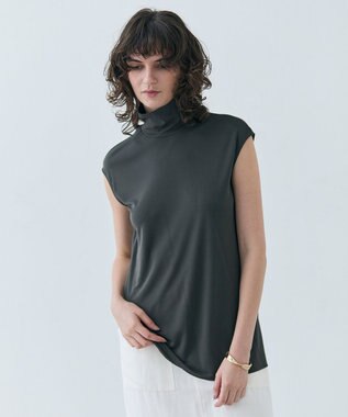 BEIGE， 【洗える・VERY 6月号掲載】MELLE / ジャージーハイネックカットソー Khaki