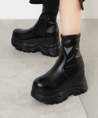 WEGO 厚底ボリュームスニーカーソールショートブーツ ブラック