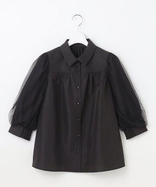 Feroux 【大好評につき追加生産決定！】袖チュールブラウス ブラック系