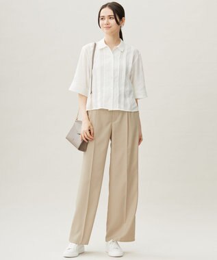 自由区 【カタログ掲載・接触冷感・洗える】シアーラミーローンクロップド丈 ブラウス オフ