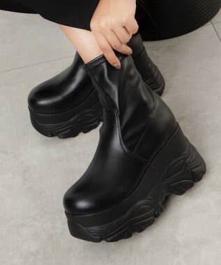 WEGO 厚底ボリュームスニーカーソールショートブーツ ブラック