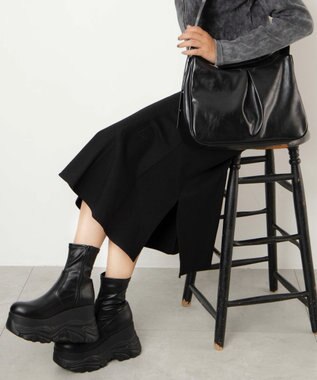 WEGO 厚底ボリュームスニーカーソールショートブーツ ブラック