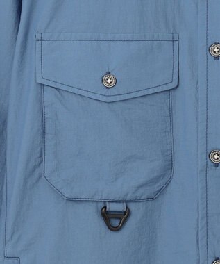 JOSEPH ABBOUD MOUNTAIN 【軽量/ECO撥水/ストレッチ/男女兼用】ライトワッシャー アウトドアシャツ サックスブルー系