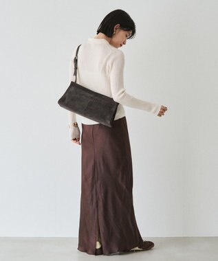 russet ステンシルデザインスエード横長ショルダーバッグ(CE-1640) Gray