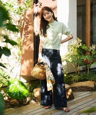 #Newans 〈花乃まりあさんコラボ〉コットンコードカーディガン ライトグリーン