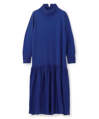 UNFILO ティアード ニットワンピース ブルー