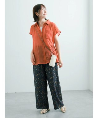 Te chichi 【7色展開】シャンブレーボイルフレンチスリーブシャツ テラコッタ