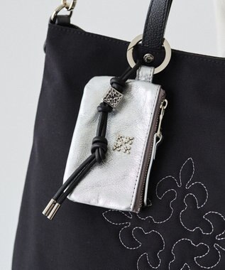 russet ［ノットモチーフ×メタルパーツ］レザーコードバッグチャーム（Z-223） Black