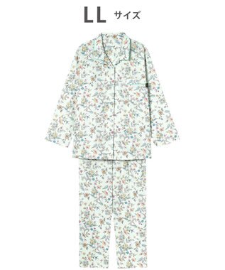 WACOAL ワコール_リラックス＆スリープ パジャマ 綿100%(本体) サテン 長袖 長ズボン ミントン レディース NDX555 /ワコール