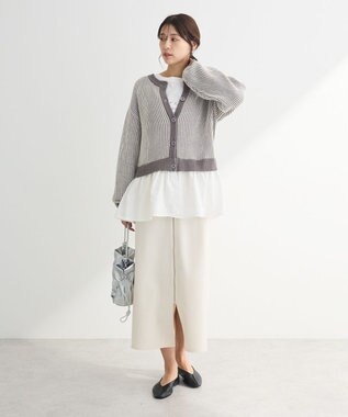 Green Parks 配色リブドッキングチュニック Gray