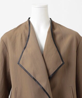 23区 【エステータ】ウールリネン レザートリミング ジャケット カーキ系