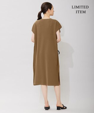 ICB 【WEB限定・洗える】ドライコットンアセテート  サイドスリットワンピース キャメル系