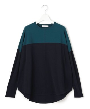 ICB 【洗える】ヴィスコースワイド プルオーバー ピーコック×ネイビー系