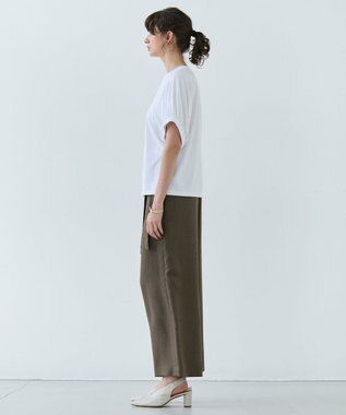 BEIGE， 【洗える】CAROLE / リネンライクラップワイドパンツ Mocha