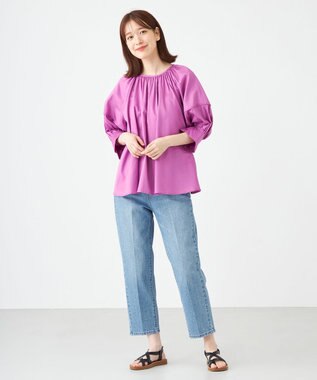 SHARE PARK LADIES センタープレスストレートデニム インディゴ