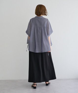 YECCA VECCA サイドスリットドロストシャツ Navy