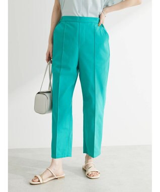 Green Parks 綿麻混イージーテーパードパンツ Blue Green