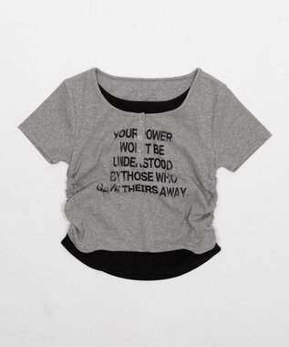 WEGO レイヤードグラフィックT 杢グレー