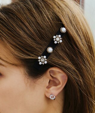 Tiaclasse ビジューグログランヘアクリップ ブラック