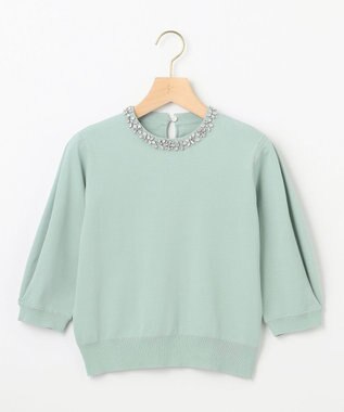組曲 S 【WEB限定】ビジューパフスリーブ ニット ミントグリーン系