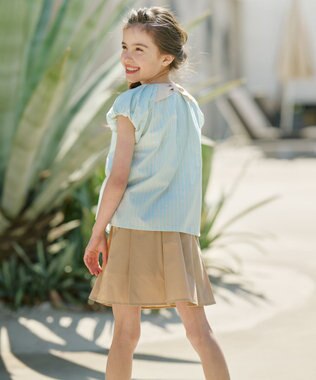 組曲 KIDS 【110-140㎝】サマーストライプ ブラウス セージ系1