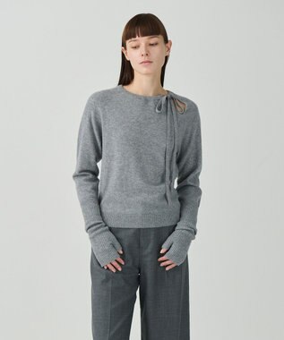 GRACE CONTINENTAL ボウタイカシミヤトップ グレー