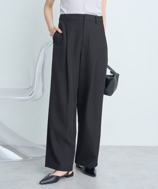 earth music&ecology タックストレートパンツ Black