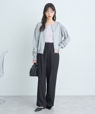 earth music&ecology タックストレートパンツ Black