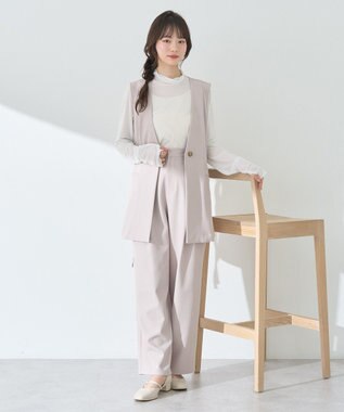 earth music&ecology タックストレートパンツ Beige