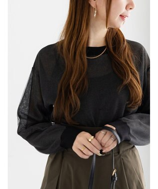 Te chichi シアーレイヤーニット ブラック