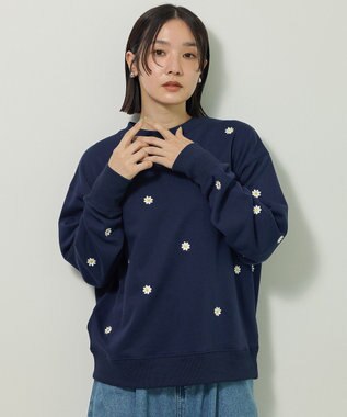 Green Parks ・ｓｗｉｎｇ　ｂｙ　デイジー刺繍スウェット Navy