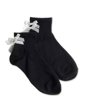 WEGO Wリボンアンクルソックス ブラック