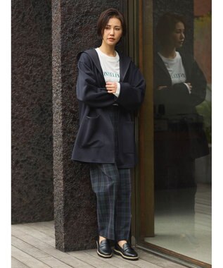 Green Parks ポンチフード付きカットカーディガン Dark Navy