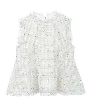 Green Parks ツイードペプラムベスト White