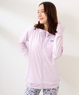 OP／FILA 【FILA】ラッシュガードブロックメッシュ スタンドカラージャケット ライトパープル