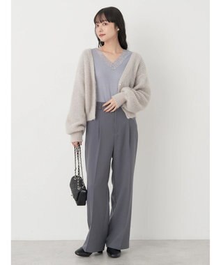 earth music&ecology レースＶネックテレコインナー Grayish Blue