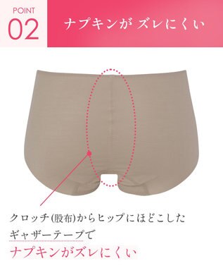 Wing サニタリーショーツ オーガニックコットン混(身生地部) ナプキンがズレにくい 羽付きナプキン対応 【カナウ】 はきこみ丈ふつう 生理用ショーツ EC8510 ウイング／ワコール ブラウン