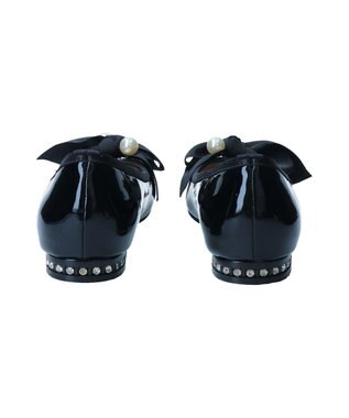 Bridget Birkin 【Bridget Birkin】ビッグパールリボンフラットシューズ ブラックエナメル