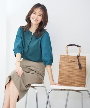 J.PRESS LADIES 【WEB限定・A4サイズ収納可】 マダガスカルラフィア トート バッグ ベージュ系2