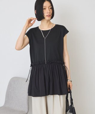 AMERICAN HOLIC 汗染み防止・異素材ペプラムプルオーバー Black