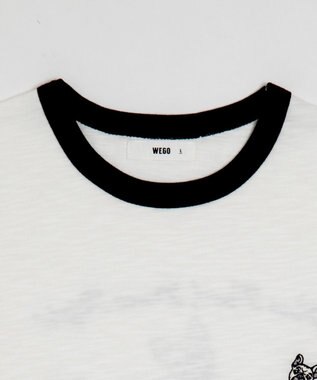 WEGO ワンポイント刺繍リンガーT（SS） ホワイト